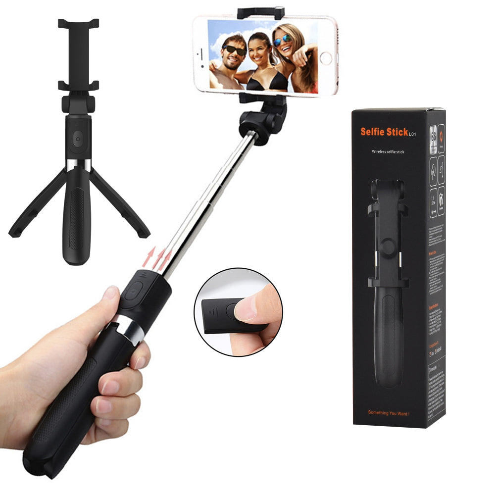 Selfie Stick Bluetooth Techsuit L01s, Univerzális, Fekete