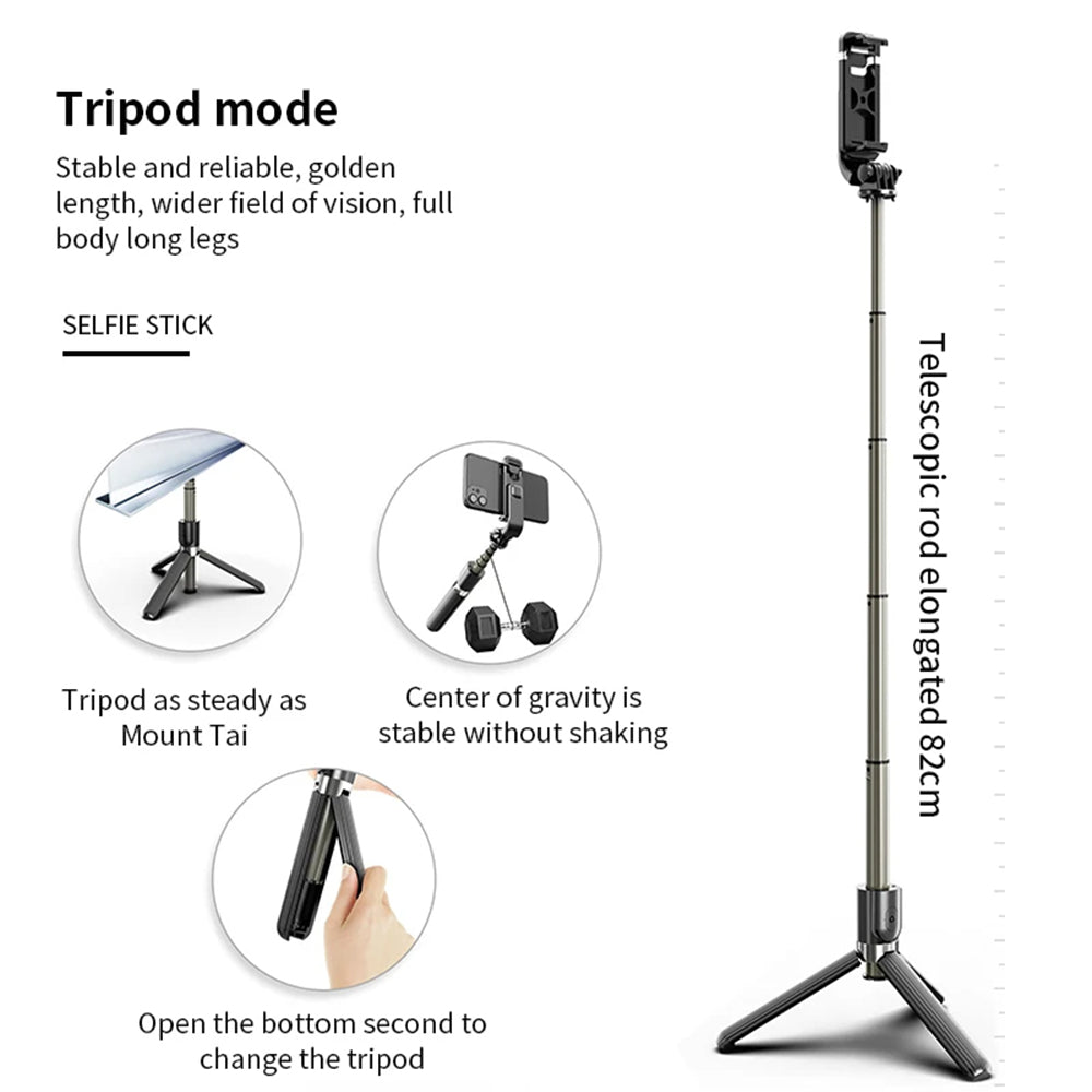 Selfie Stick Bluetooth Techsuit L03, Univerzális, Fekete