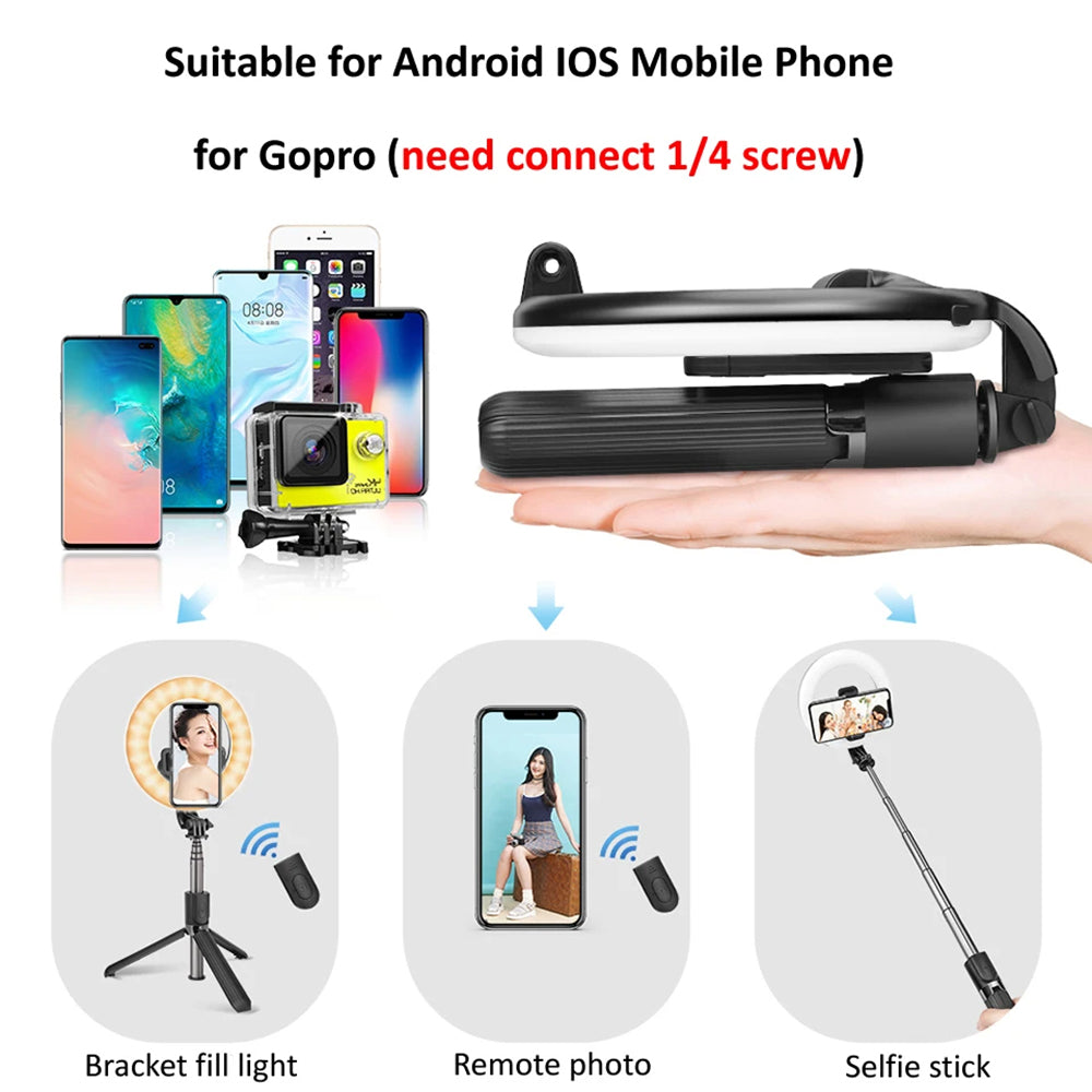 Selfie Stick Bluetooth Techsuit L07, Univerzális, Fekete