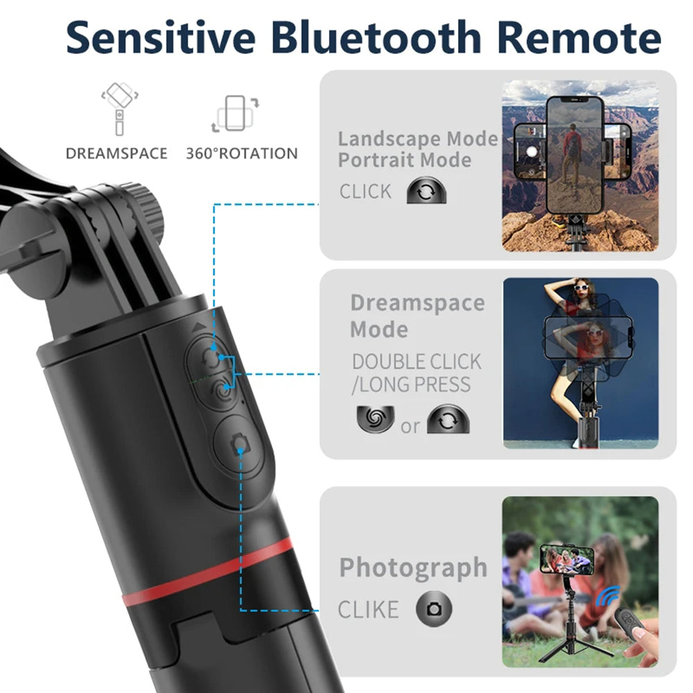 Selfie Stick Bluetooth Techsuit L19, Univerzális, Fekete
