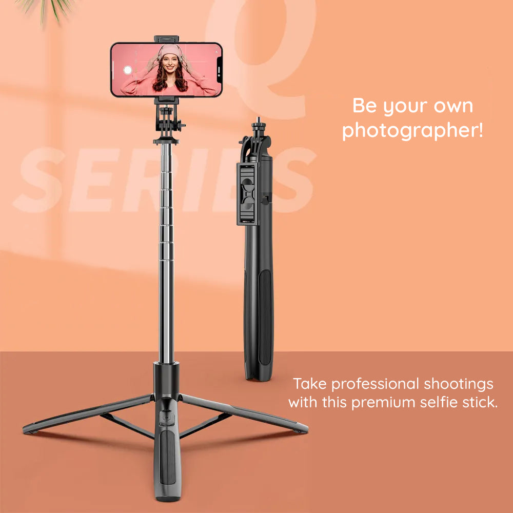 Selfie Stick Bluetooth Techsuit Q06, Univerzális, Fekete