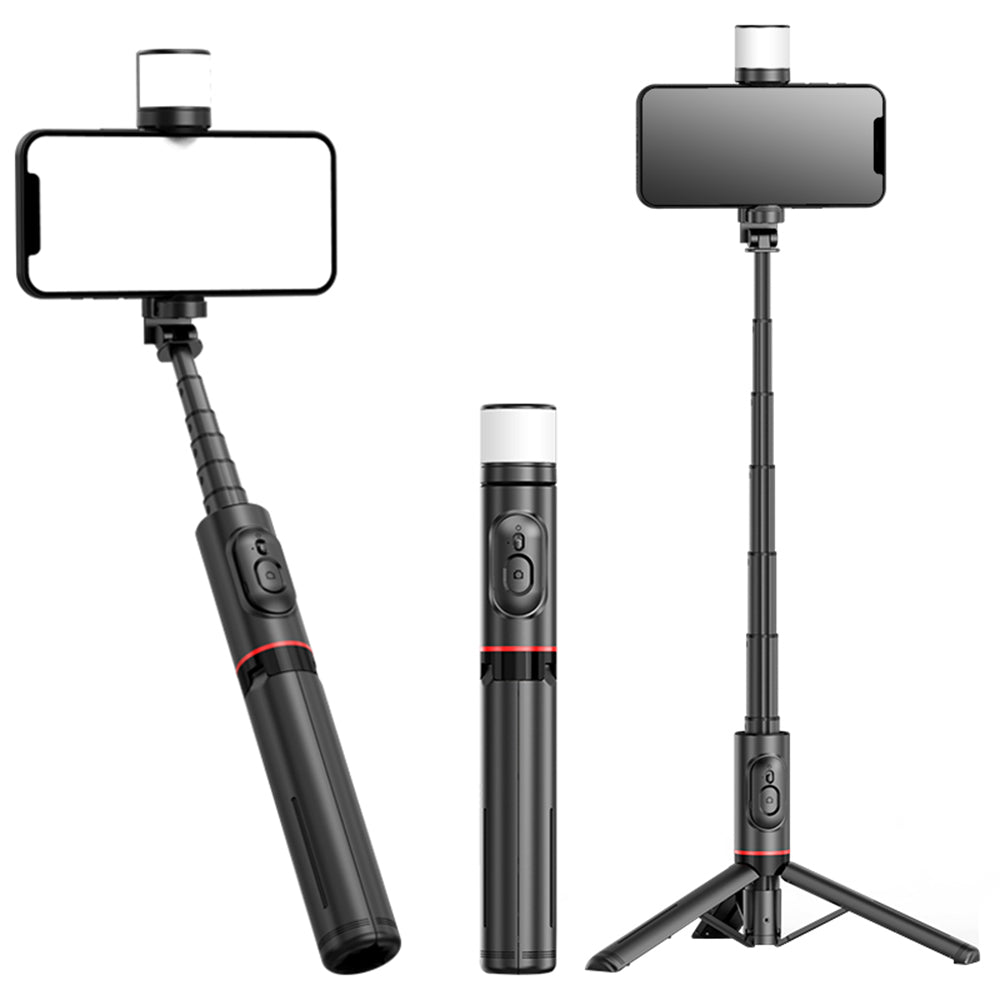 Selfie Stick Bluetooth Techsuit Q12S, Univerzális, Fekete