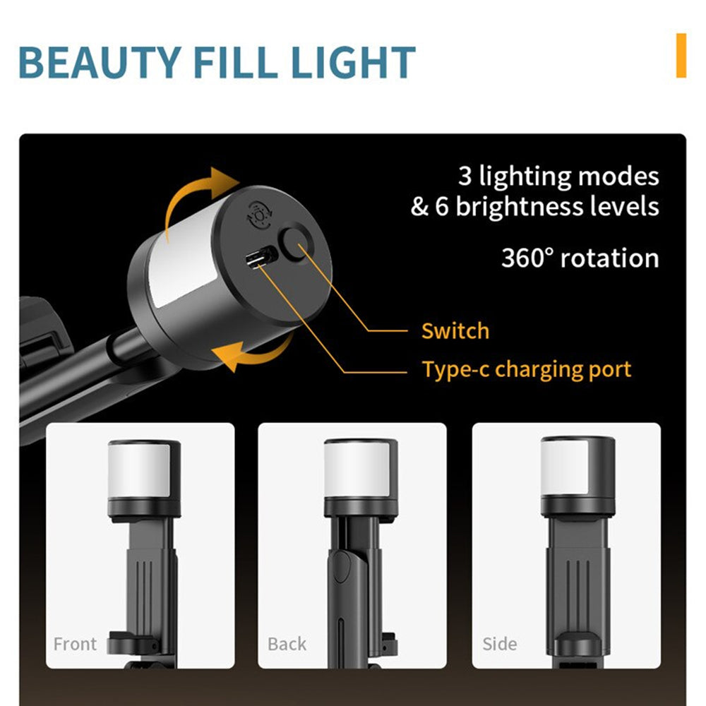 Selfie Stick Bluetooth Techsuit Q12S, Univerzális, Fekete