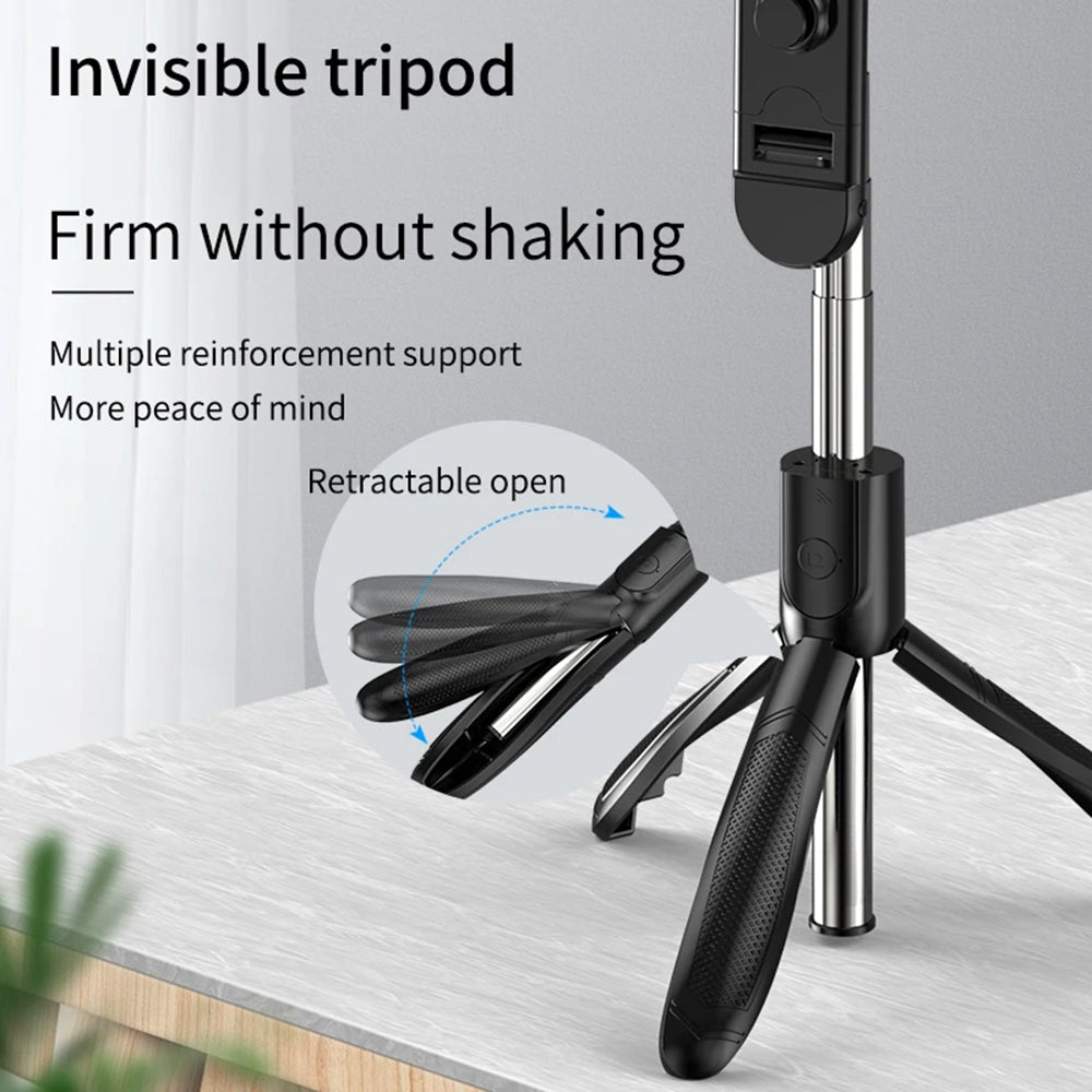 Selfie Stick Bluetooth Techsuit S01-S, Univerzális, Fekete