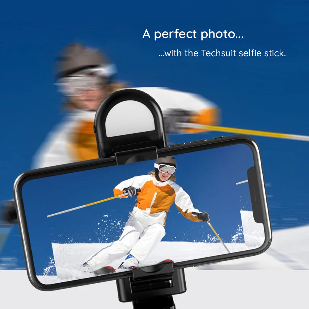 Selfie Stick Bluetooth Techsuit S01-S, Univerzális, Fekete