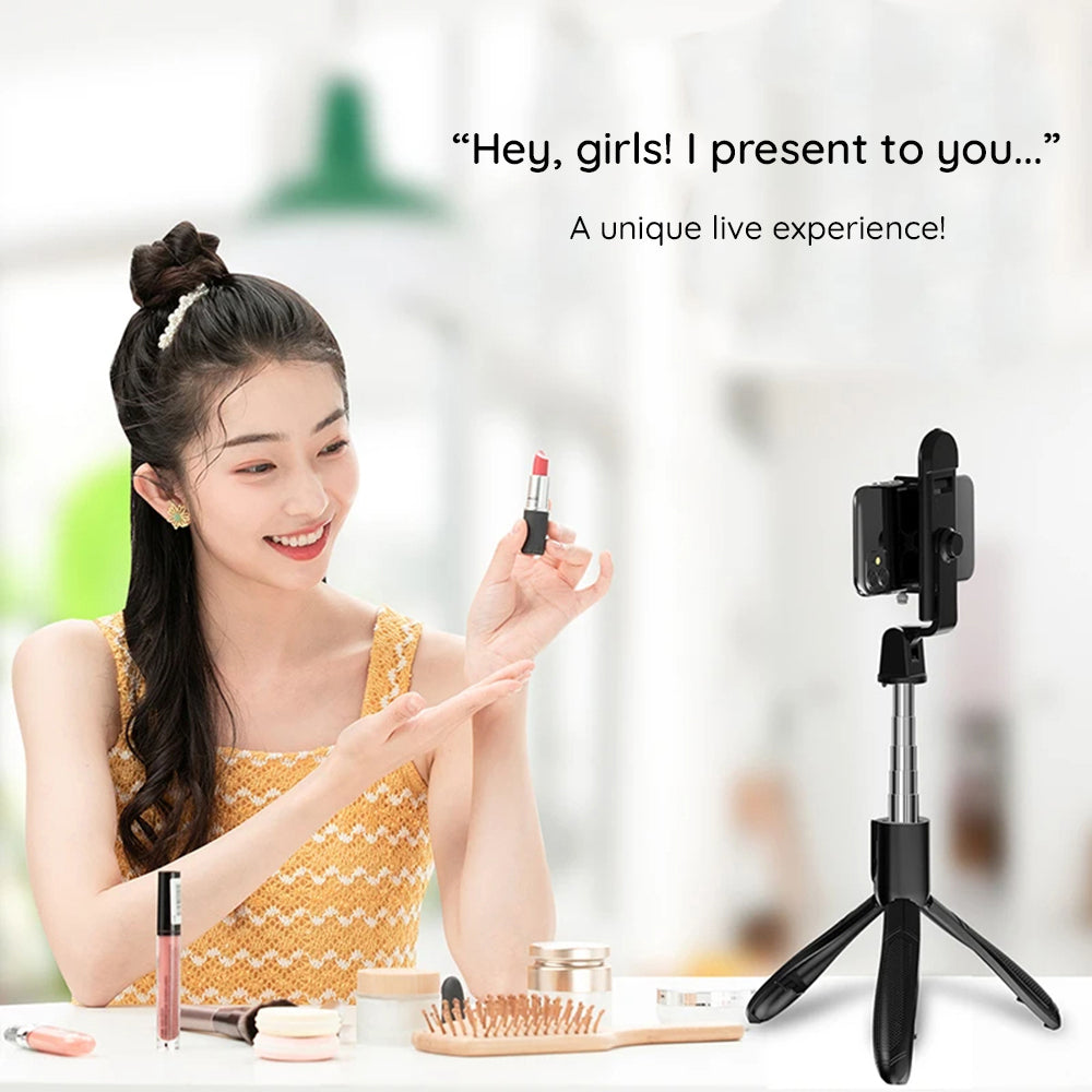 Selfie Stick Bluetooth Techsuit S01-S, Univerzális, Fekete