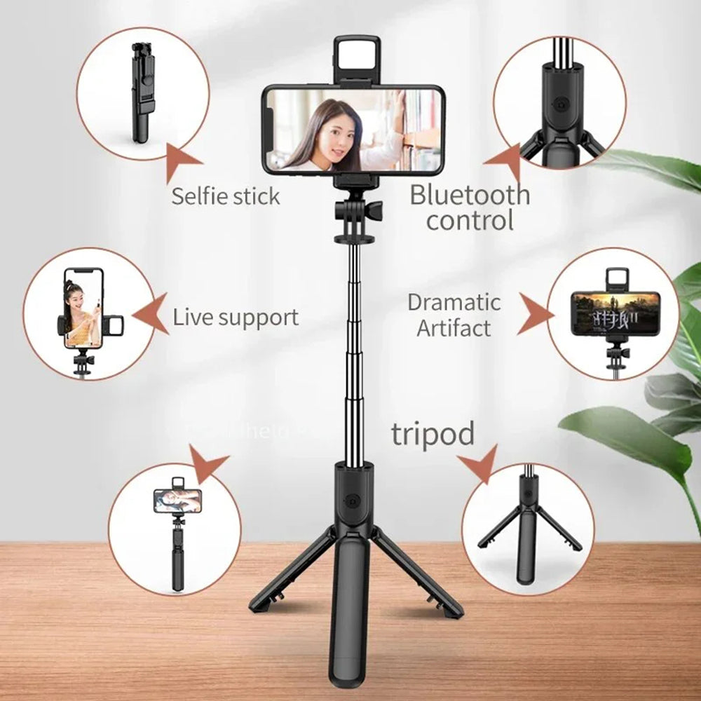 Selfie Stick Bluetooth Techsuit S03-S, Univerzális, Fekete