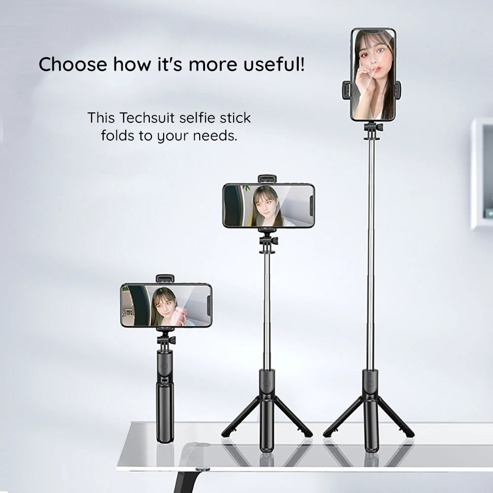 Selfie Stick Bluetooth Techsuit S03, Univerzális, Fekete