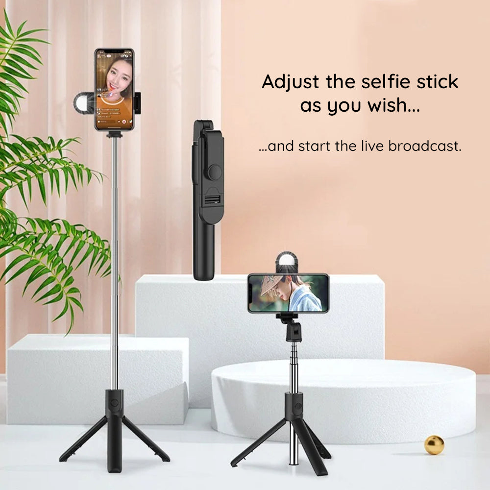 Selfie Stick Bluetooth Techsuit S05-S, Univerzális, Fekete