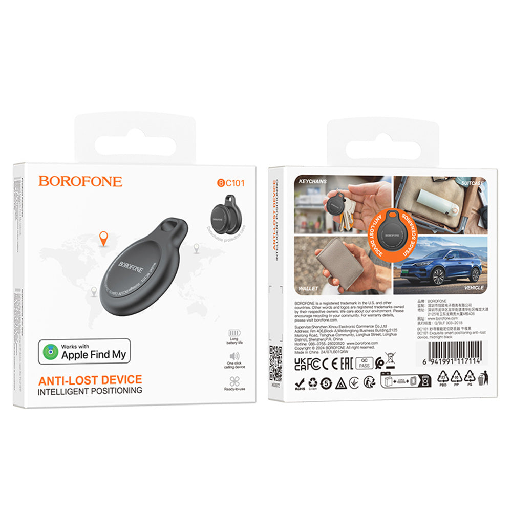 SmartTag Borofone BC101 Exquisite az iOS sorozathoz, Fekete