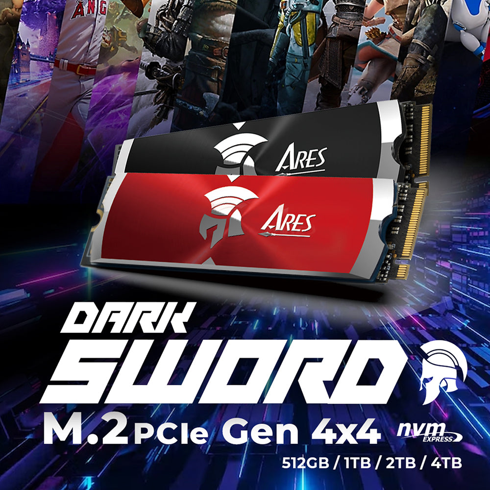 Solid State Drive (SSD) Dato Ares Dark Sword, 4TB, NVMe 1.4, PCIE Gen4x4, Piros ARSDSR-4TB