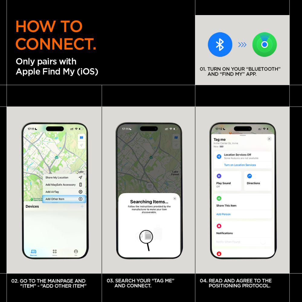 Spigen SmartTag TagMe az iOS sorozathoz, Fekete
