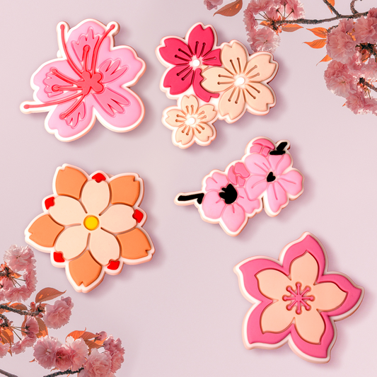 3D OEM Pink Blossom matrica Telefon / Tablet tokhoz, 5 darabos készlet, Többszínű