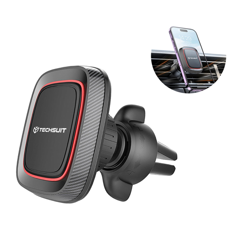 Techsuit S4 Mágneses Autós Tartó, Univerzális, Fekete Piros