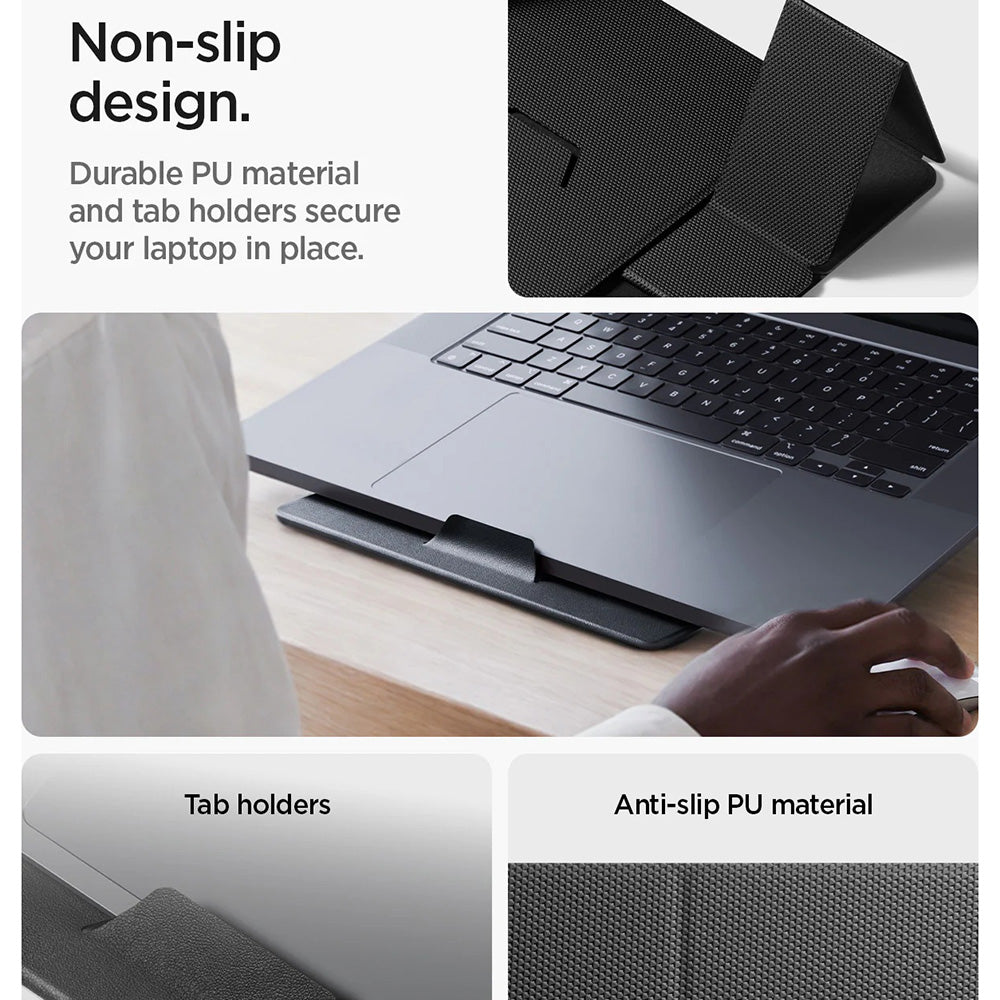 Spigen Slim Fold LD201-S8 laptop tartó max. 16 hüvelyk, Fekete AMP11117