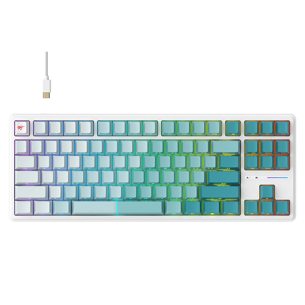 Gaming billentyűzet Wired USB HAVIT KB901L, RGB, 1.8m, Fehér Zöld