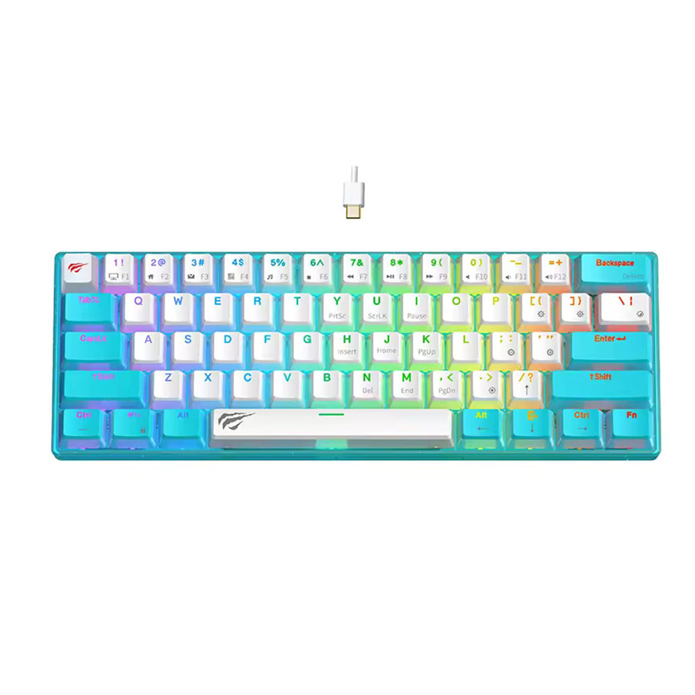 Vezetékes Gaming Billentyűzet USB HAVIT KB903L, RGB, 1,8m, Kék Fehér