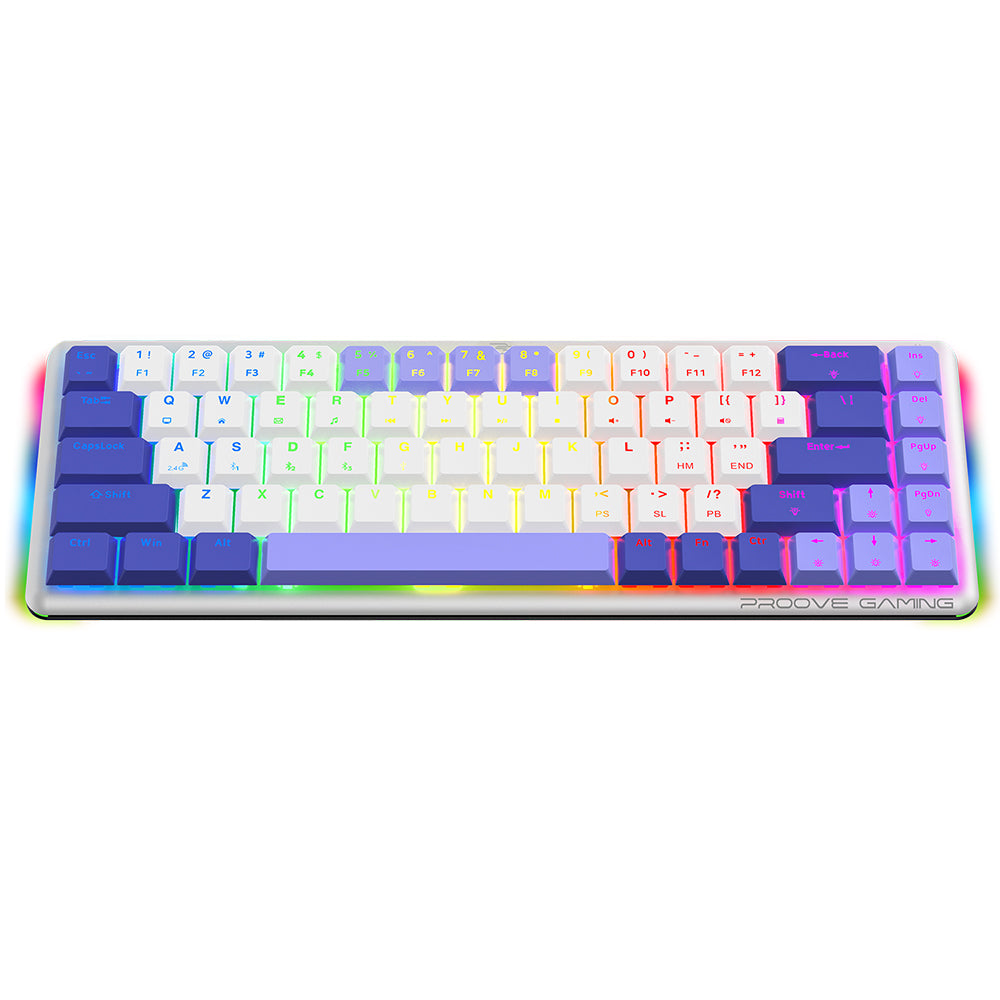 Proove AFK vezeték nélküli gaming billentyűzet, RGB, BT / Wi-Fi / Vezetékes, 1.5m, Fehér WKAFKEN22002