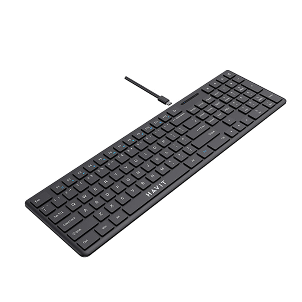 Wired USB billentyűzet HAVIT KB252, USB-C, 1,5m, Fekete