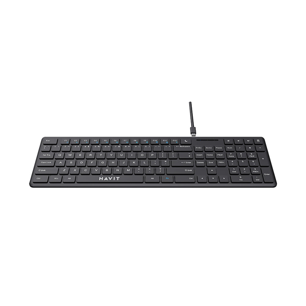 Wired USB billentyűzet HAVIT KB252, USB-C, 1,5m, Fekete