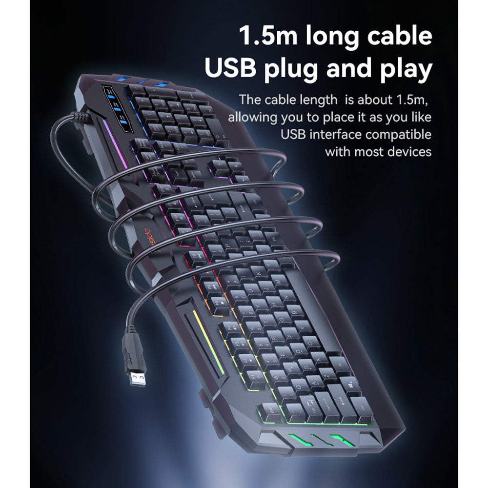 Yesido KB21 vezeték nélküli billentyűzet, RGB, 1,5m, fekete