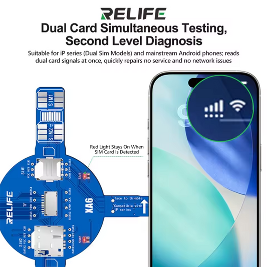 Relife XA6 Dual Szerviz Teszter SIM kártyához / Memóriakártyához