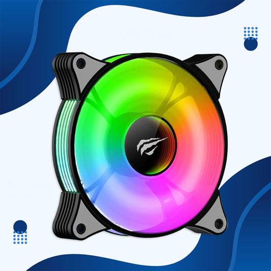 Ventilátor HAVIT F2095, RGB, 600RPM - 1800RPM, 38dB, 1.44W, Fekete