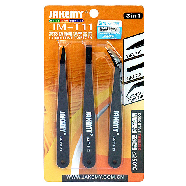 Jakemy antisztatikus csipesz JM-T11, 3in1