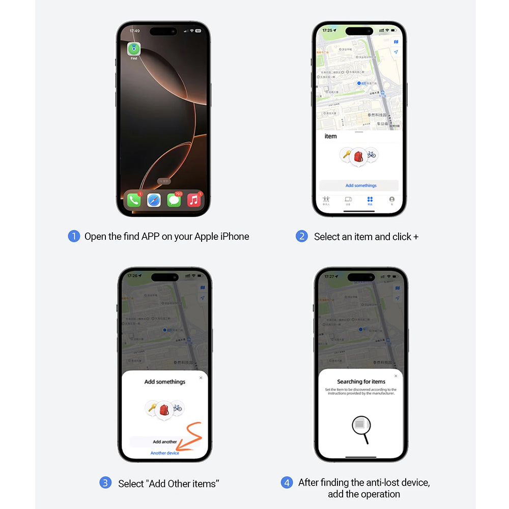 Acefast SmartTag S1 az iOS sorozathoz, 4 darabos készlet, Szürke