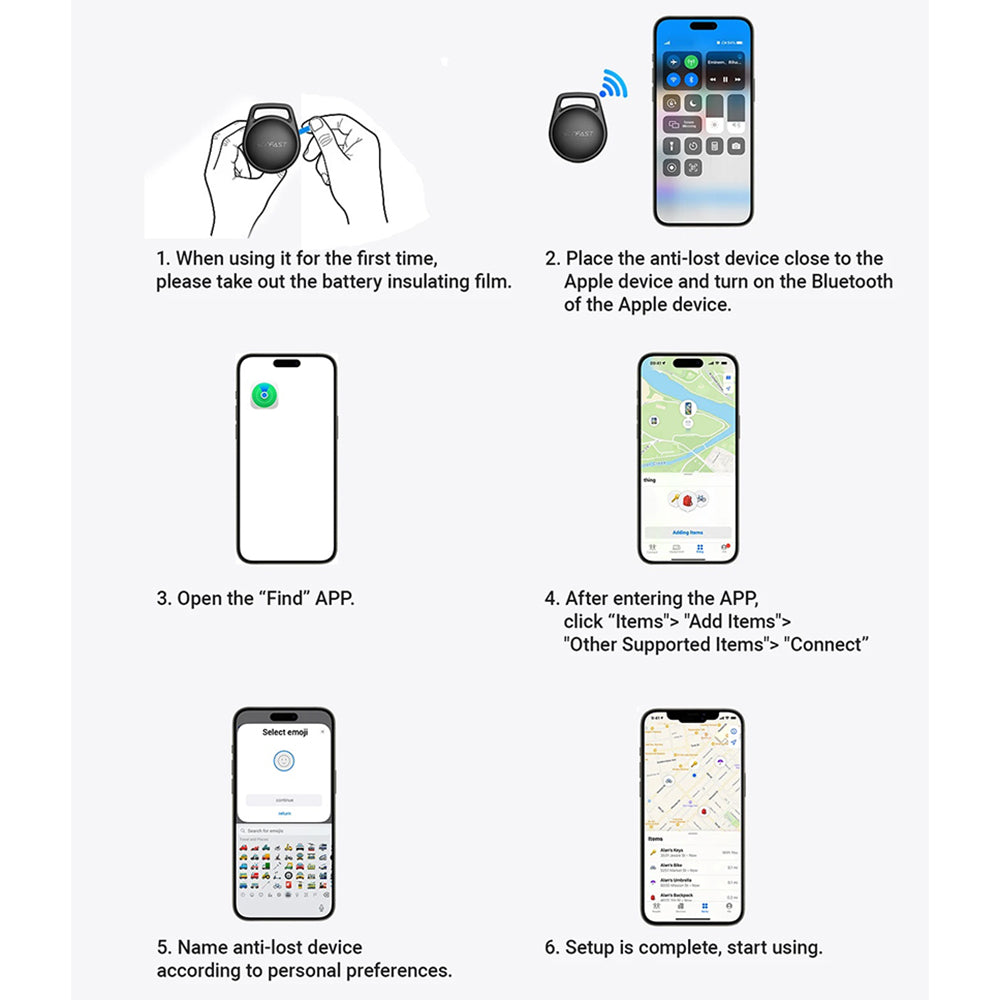 Acefast SmartTag S2 az iOS sorozathoz, Fekete