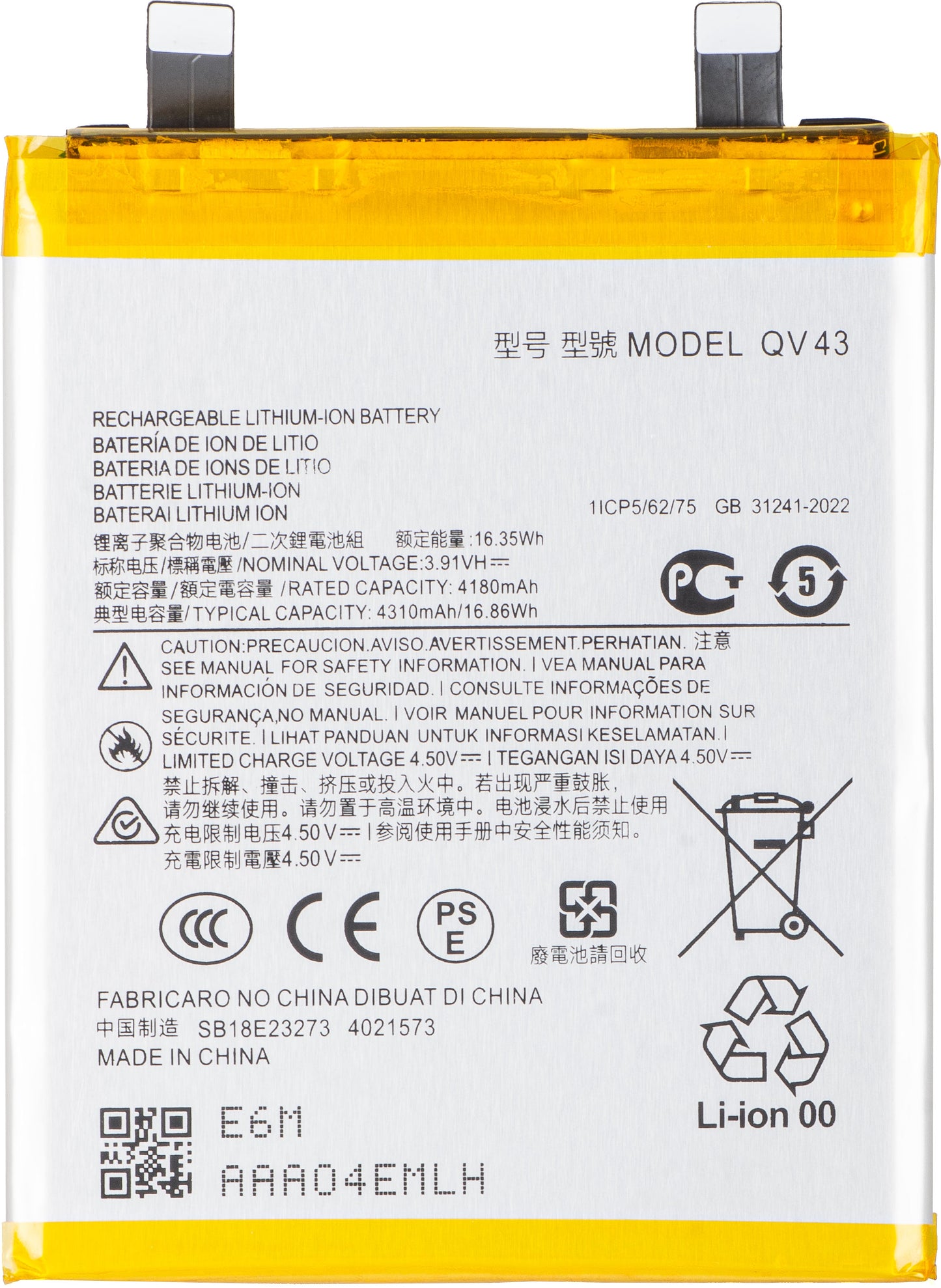 Akkumulátor Motorola ThinkPhone 25 / Edge 50 Neo, QV43 számára