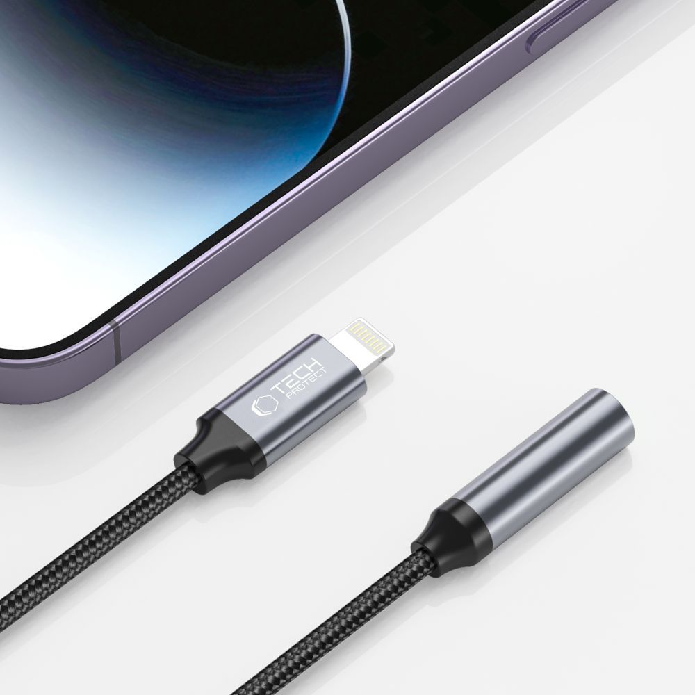 Audio Adapter Lightning - 3.5mm Tech-Protect Ultraboost, Fekete