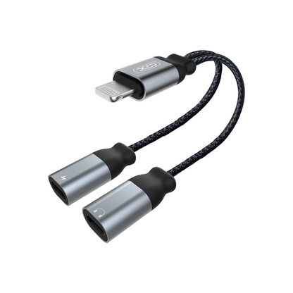 Lightning Audio Adapter - 2 x Lightning XO Design NB-R160A, Szürke
