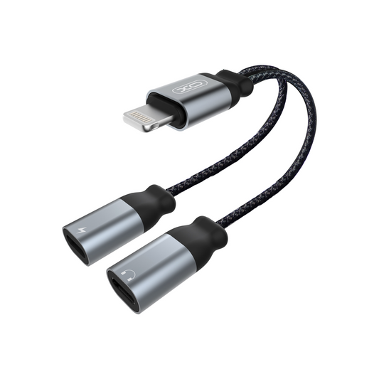 Lightning Audio Adapter - 2 x Lightning XO Design NB-R160A, Szürke
