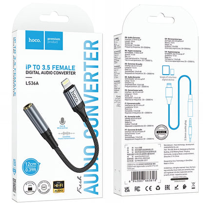 Audio Adapter Lightning - 3.5mm HOCO LS36A, Szürke