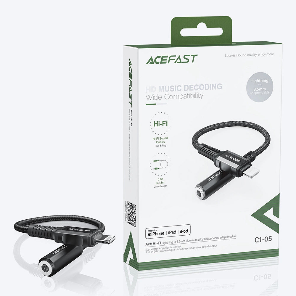 Audio Adapter Lightning - 3.5mm Acefast C1-05, Fekete