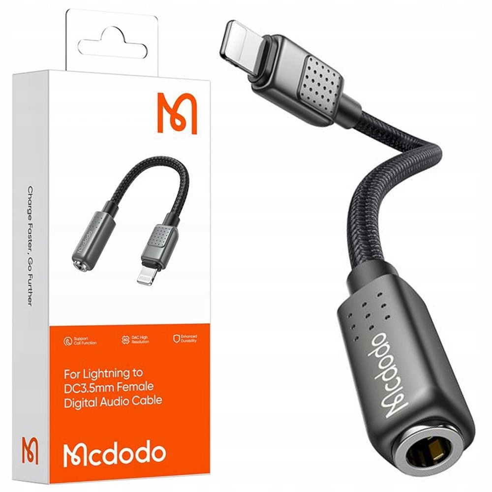 Lightning - 3.5mm McDodo CA-5010 Audio Adapter, Fekete