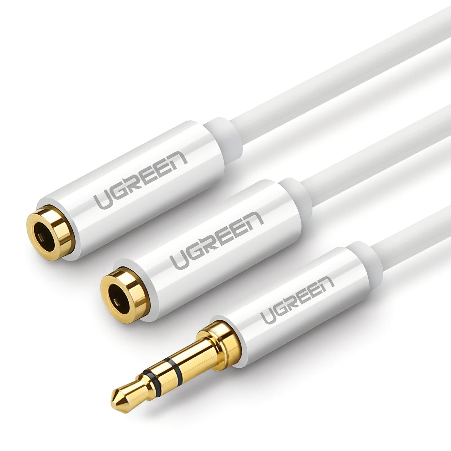 Adaptor Audio Splitter 3.5mm - 2 x 3.5mm UGREEN AV123 2in1, 0.25m, Fehér