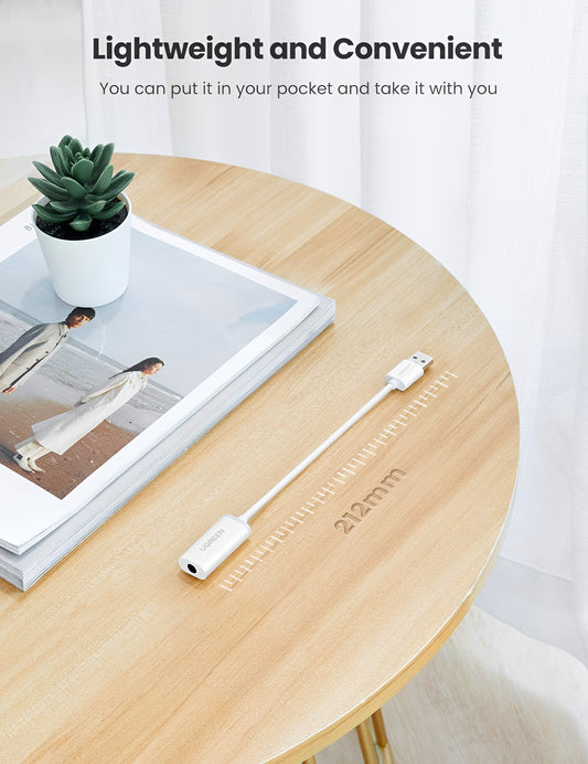 UGREEN US206 Audio Adapter, USB-A - 3.5mm, Fehér