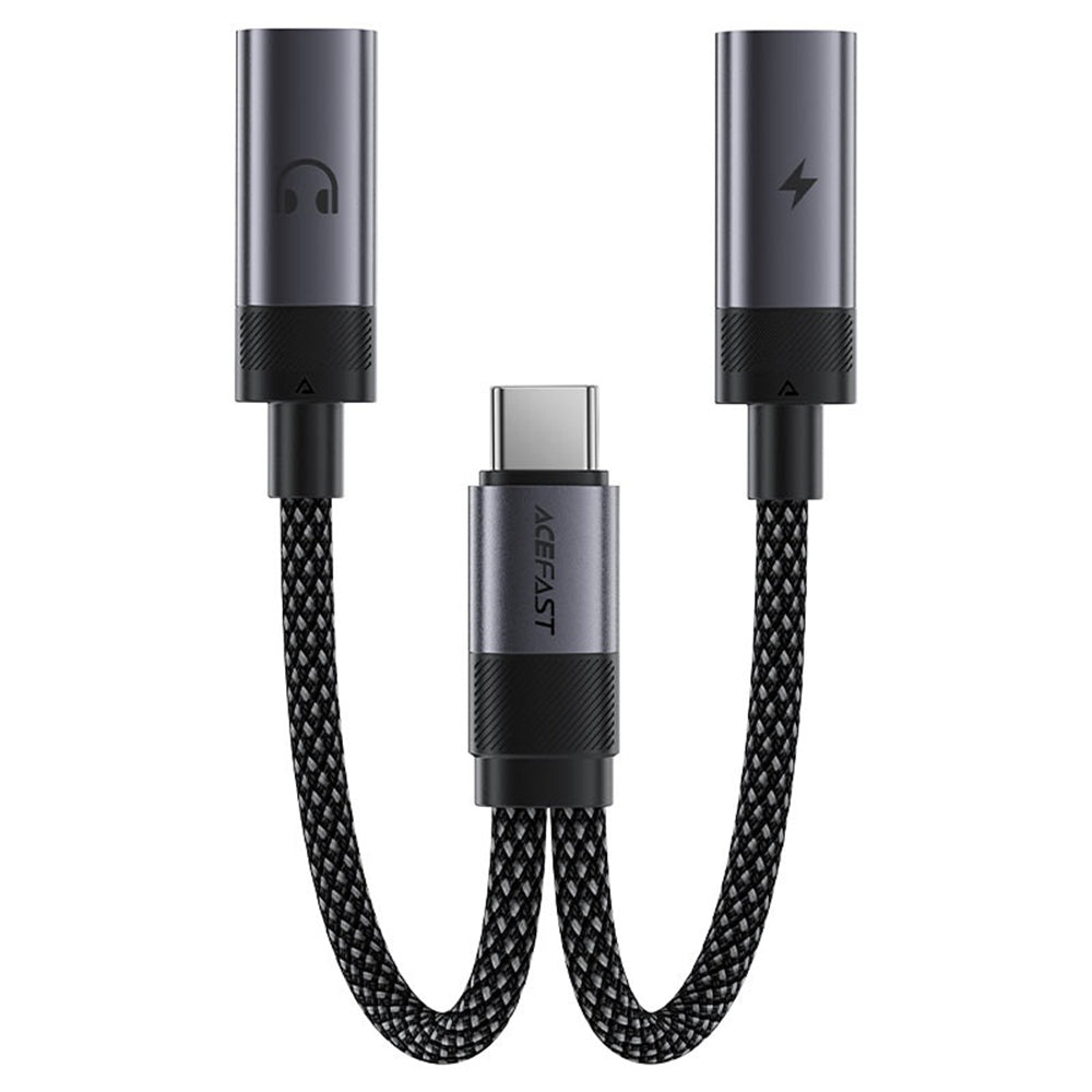 USB-C Audio Adapter - 2 x USB-C Acefast J14, Fekete