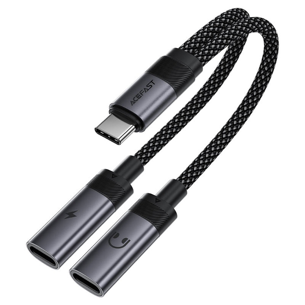 USB-C Audio Adapter - 2 x USB-C Acefast J14, Fekete