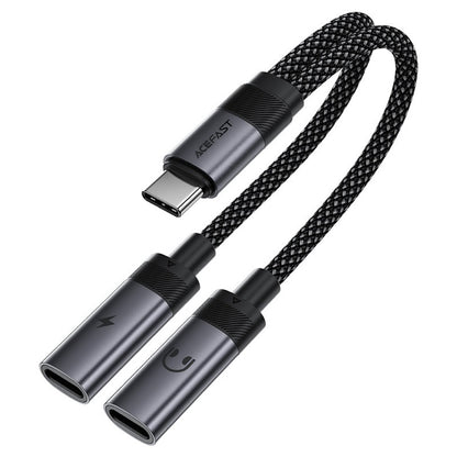 USB-C Audio Adapter - 2 x USB-C Acefast J14, Fekete