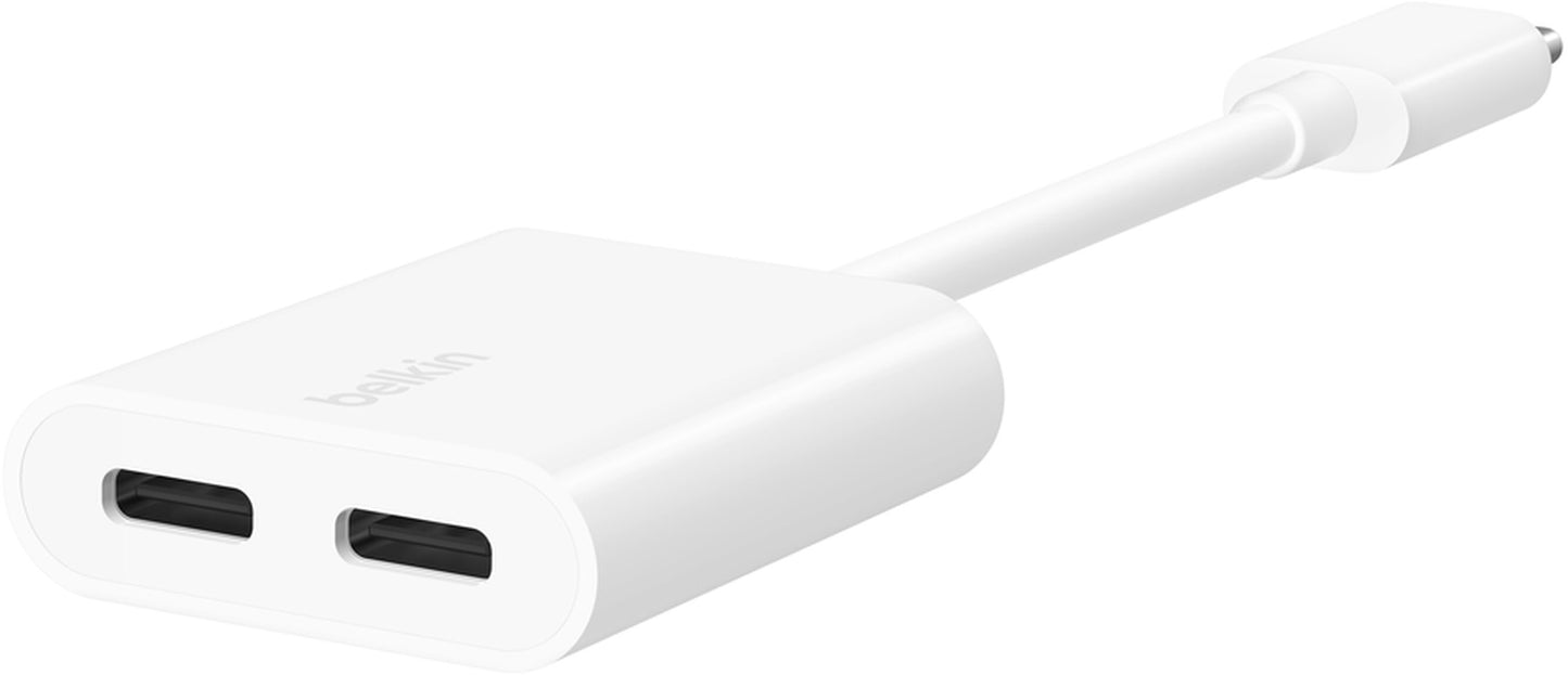 USB-C audio adapter - USB-C / USB-C Belkin RockStar, fehér F7U081btWH