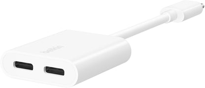 USB-C audio adapter - USB-C / USB-C Belkin RockStar, fehér F7U081btWH
