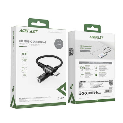 USB-C - 3.5mm Acefast C1-07 Audio Adapter, Fekete