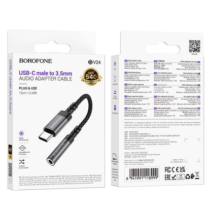 USB-C - 3,5 mm Borofone BV24 audio adapter, szürke