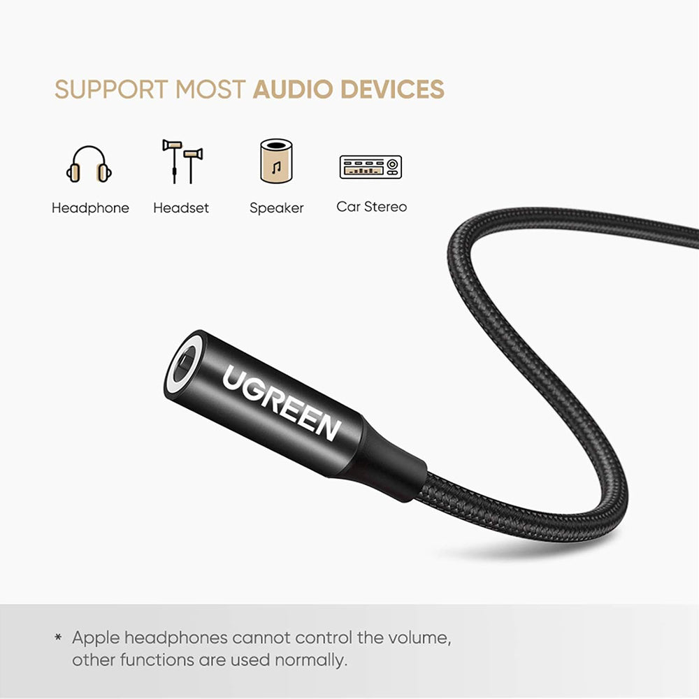 USB-C - 3.5mm UGREEN AV142 Audio Adapter, Fekete