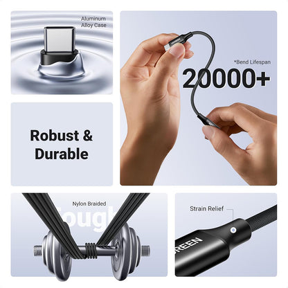USB-C - 3,5 mm-es UGREEN AV161 audio adapter, fekete