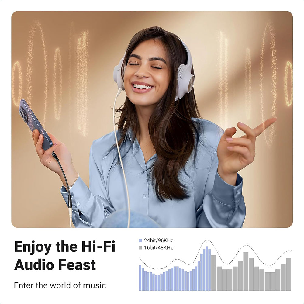 USB-C - 3,5 mm-es UGREEN AV161 audio adapter, fekete