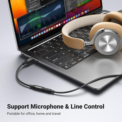 USB-C - 3,5 mm-es UGREEN AV161 audio adapter, fekete